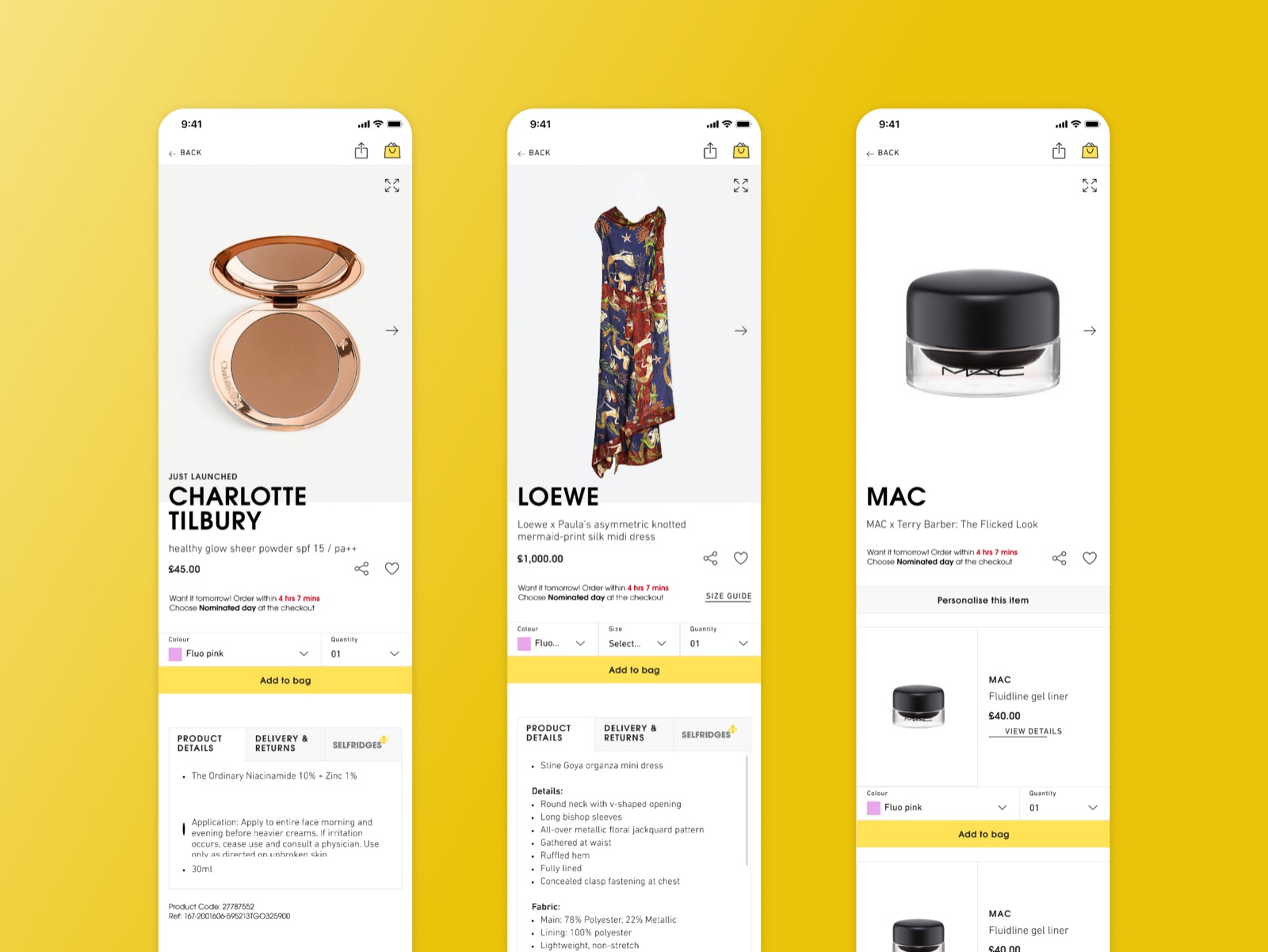 Selfridges work, screen 2